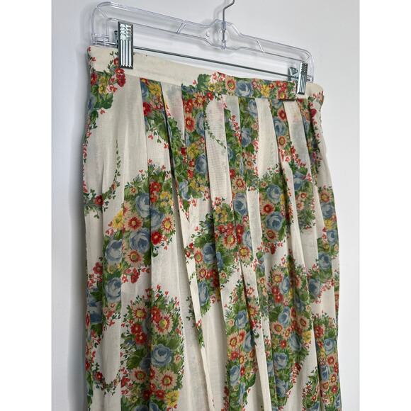 1980s Geiger Austria Floral Cotton Midi Skirt prairie folk retro Size 42 Medium - Picture 15 of 16